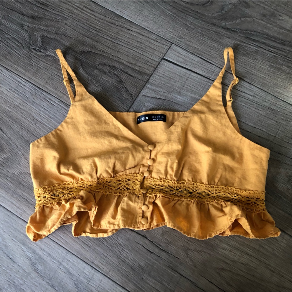 SHEIN mustard yellow crop top
